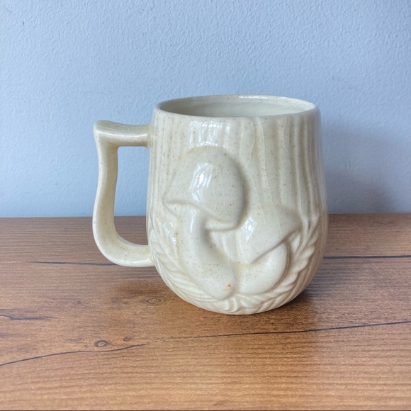 Vintage Mushroom Mug Cream White Cottagecore